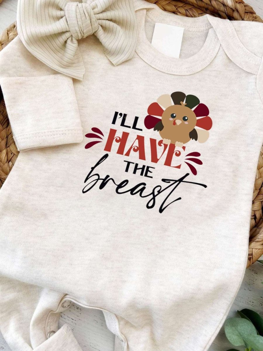 I'll Just Have The Breast Romper – My First Thanksgiving Cute Gender Neutral Baby Romper - BabiChic