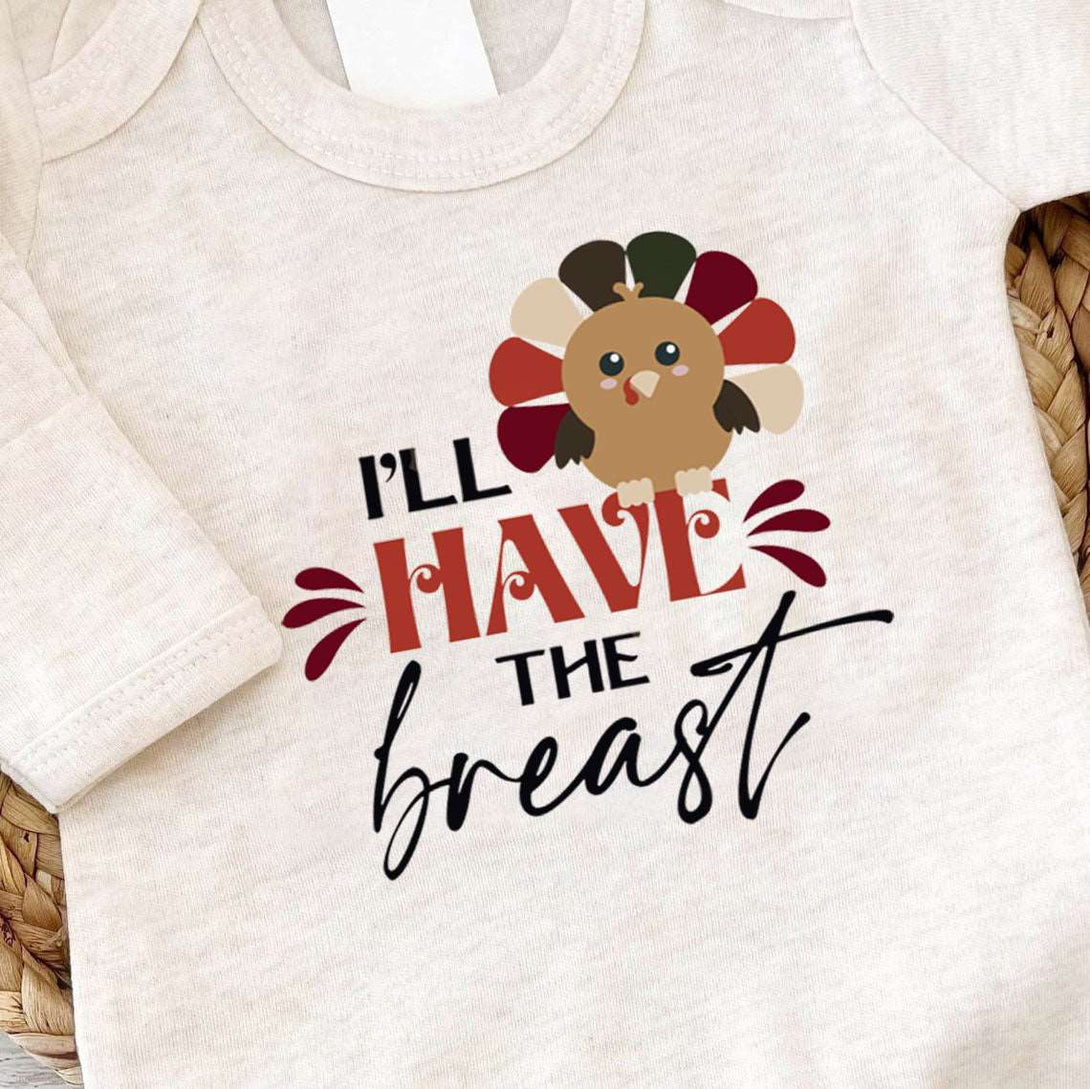 I'll Just Have The Breast Romper – My First Thanksgiving Cute Gender Neutral Baby Romper - BabiChic