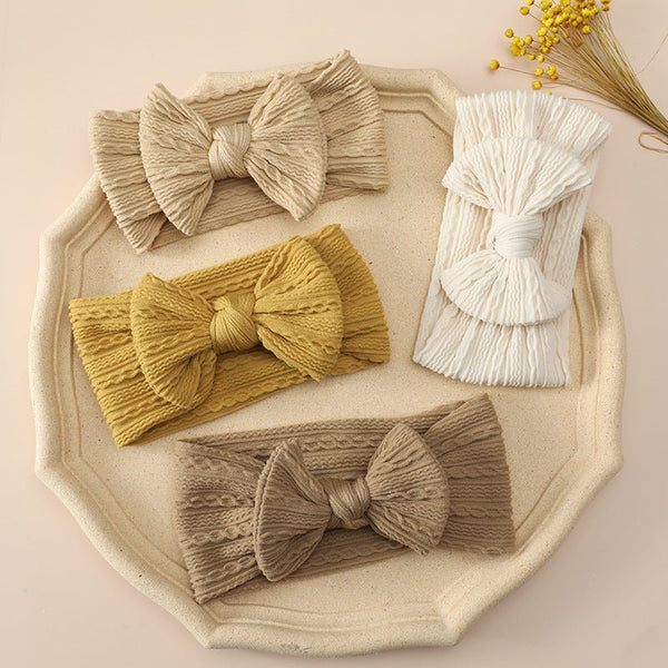 Large Woolen Bow Headband For Baby Girls - BabiChic