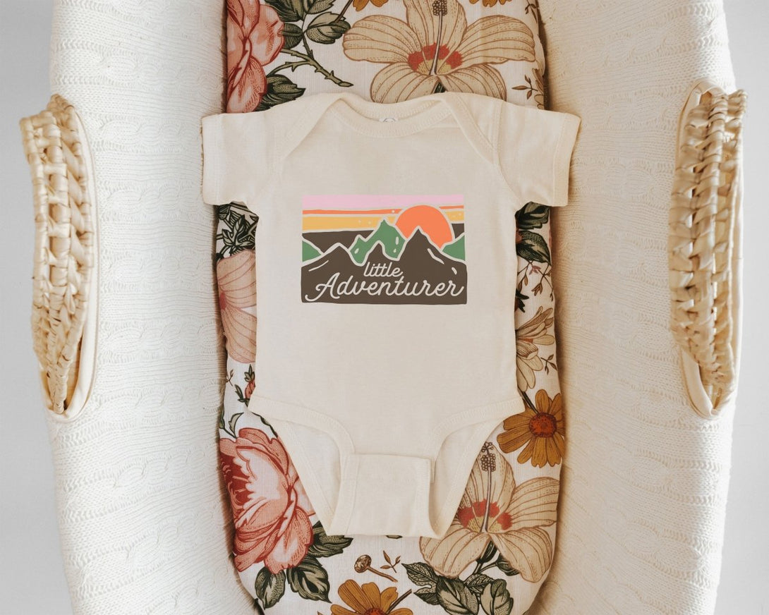 Little Adventurer Baby Onesie - Cute Mountains Bodysuit - Summer Baby Onesie - BabiChic