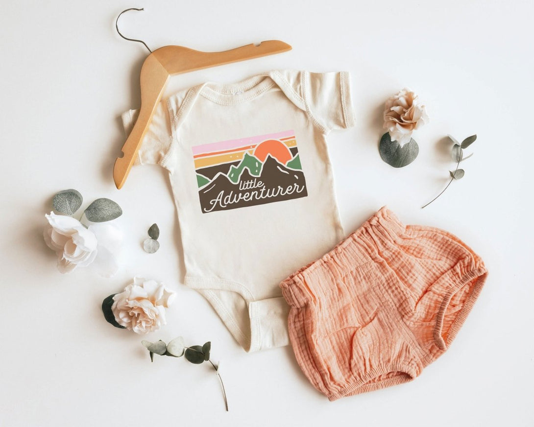 Little Adventurer Baby Onesie - Cute Mountains Bodysuit - Summer Baby Onesie - BabiChic