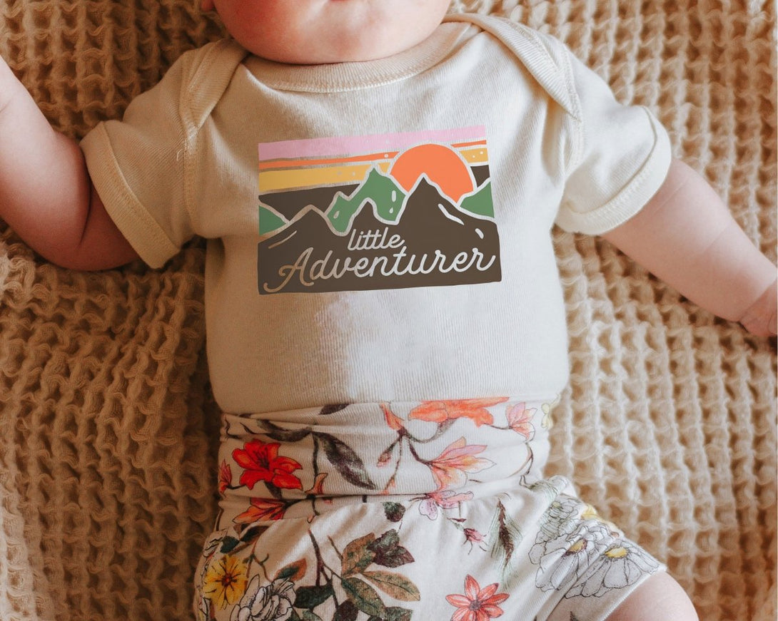 Little Adventurer Baby Onesie - Cute Mountains Bodysuit - Summer Baby Onesie - BabiChic