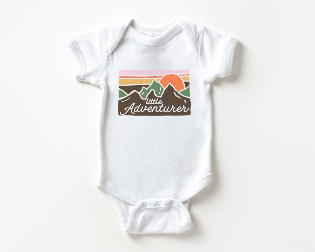 Little Adventurer Baby Onesie - Cute Mountains Bodysuit - Summer Baby Onesie - BabiChic