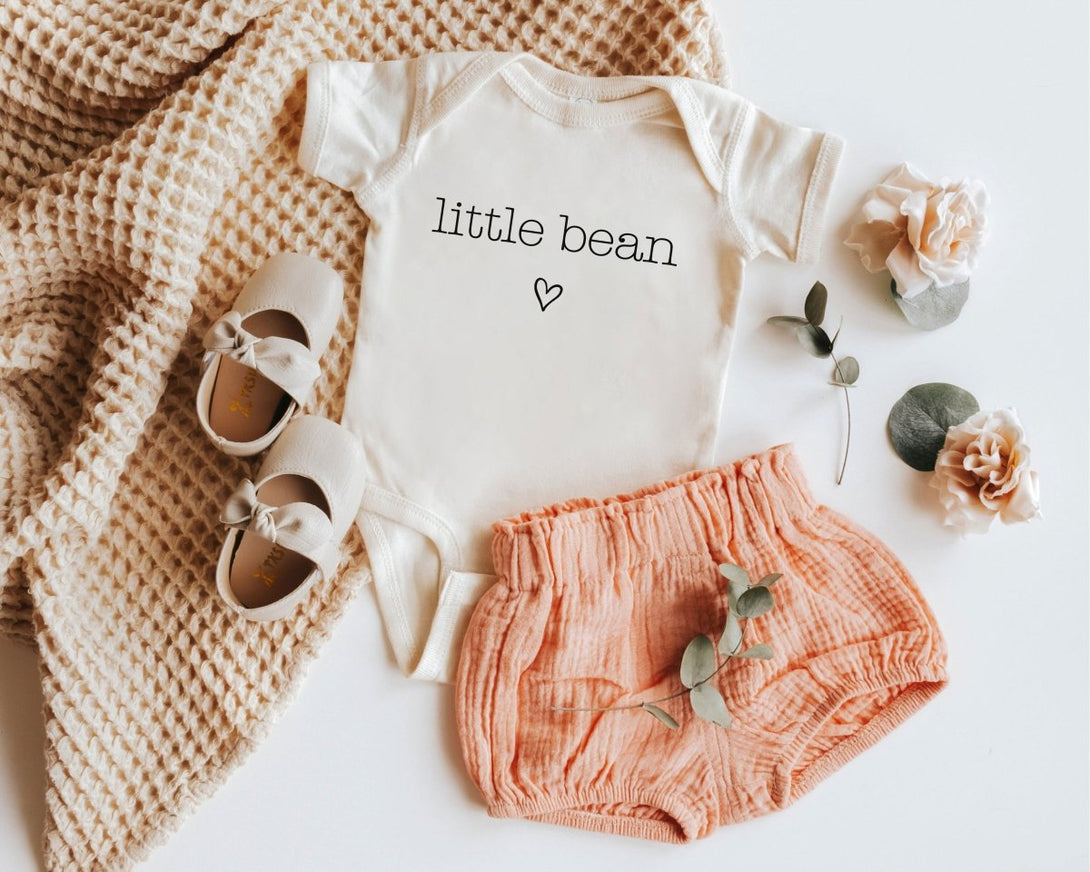 Little Bean Baby Onesie - Minimalist Bodysuit - Cute Natural Baby Onesie - BabiChic