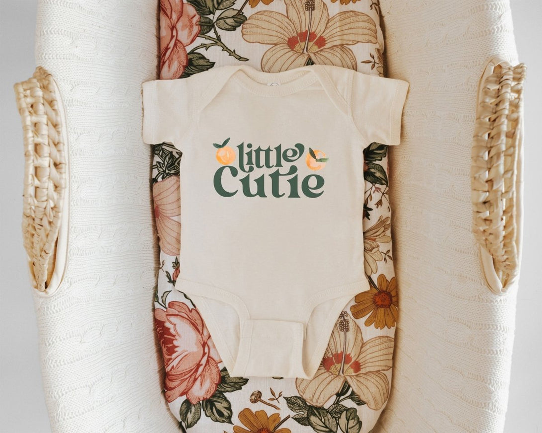 Little Cutie Onesie - Retro Orange Bodysuit - Cute Fruit Natural Baby Onesie - BabiChic