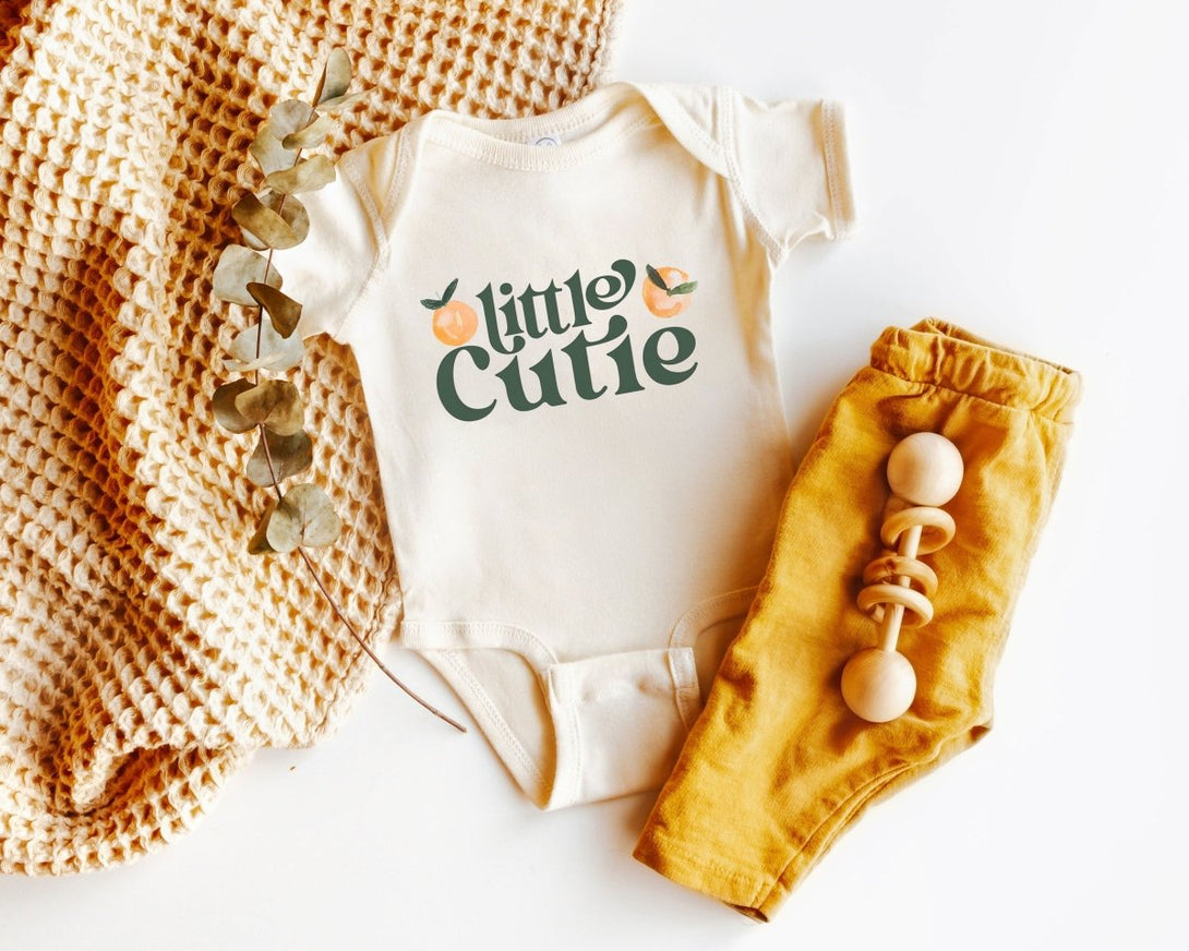 Little Cutie Onesie - Retro Orange Bodysuit - Cute Fruit Natural Baby Onesie - BabiChic