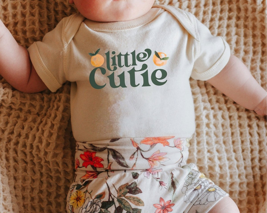 Little Cutie Onesie - Retro Orange Bodysuit - Cute Fruit Natural Baby Onesie - BabiChic