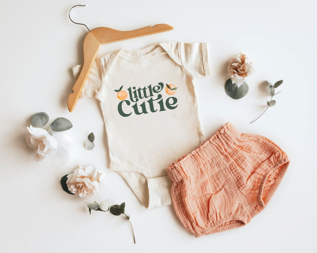 Little Cutie Onesie - Retro Orange Bodysuit - Cute Fruit Natural Baby Onesie - BabiChic