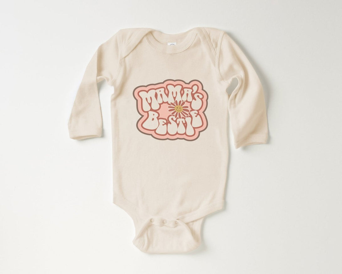 Mama's Bestie Onesie - Retro Girls Bodysuit - I Love My Mom Natural Onesie - BabiChic