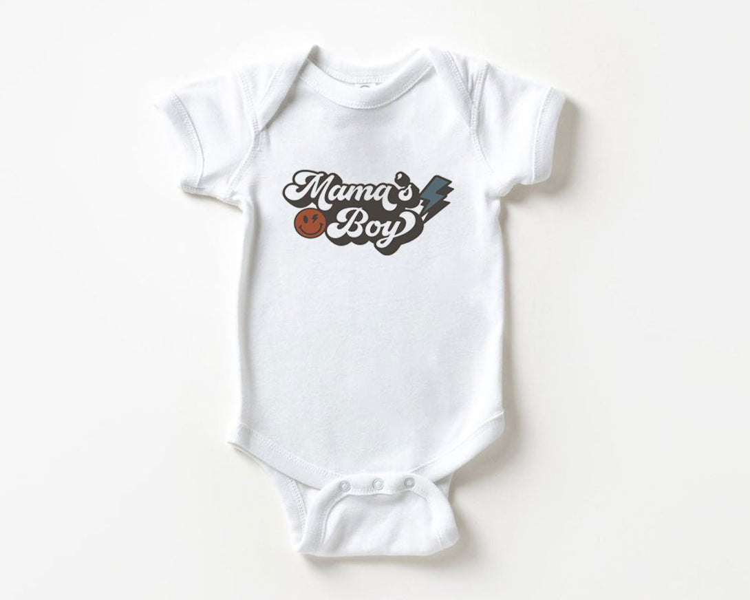 Mama's Boy Baby Onesie - Cute Boys Bodysuit - Retro Natural Onesie - BabiChic