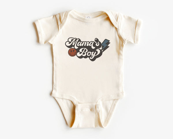 Mama's Boy Baby Onesie - Cute Boys Bodysuit - Retro Natural Onesie - BabiChic