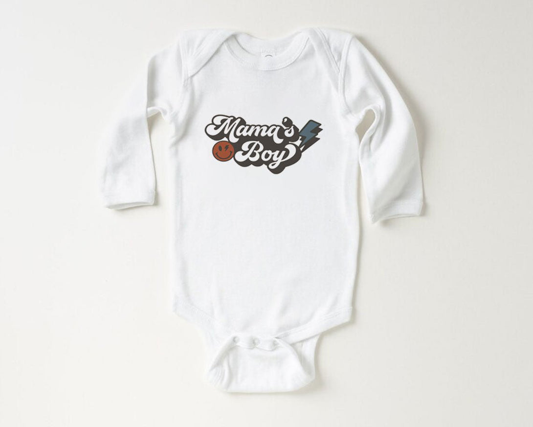 Mama's Boy Baby Onesie - Cute Boys Bodysuit - Retro Natural Onesie - BabiChic