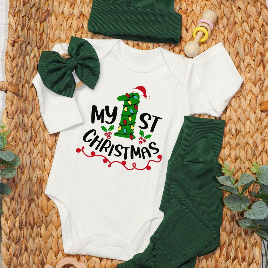 My 1st Christmas Baby Onesie and Long Pants Set | Custom First Christmas Onesie | Baby Christmas Outfit - BabiChic