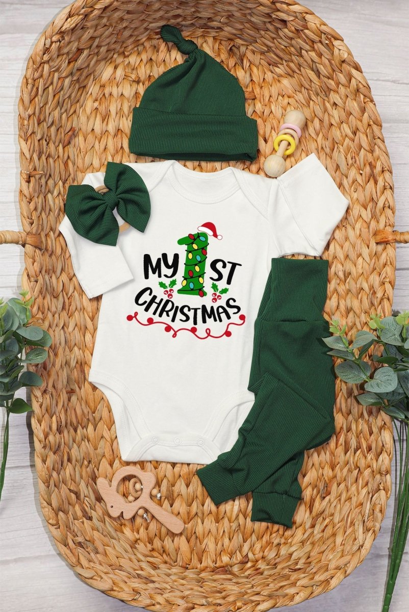 My 1st Christmas Baby Onesie and Long Pants Set | Custom First Christmas Onesie | Baby Christmas Outfit - BabiChic