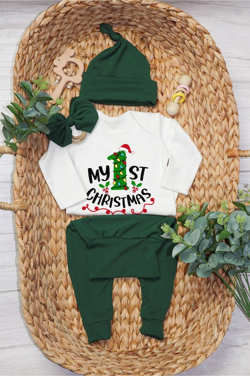 My 1st Christmas Baby Onesie and Long Pants Set | Custom First Christmas Onesie | Baby Christmas Outfit - BabiChic