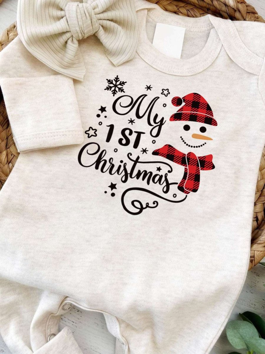 My 1st Christmas Romper - Cute Snowman Design for Baby's First Xmas - BabiChic