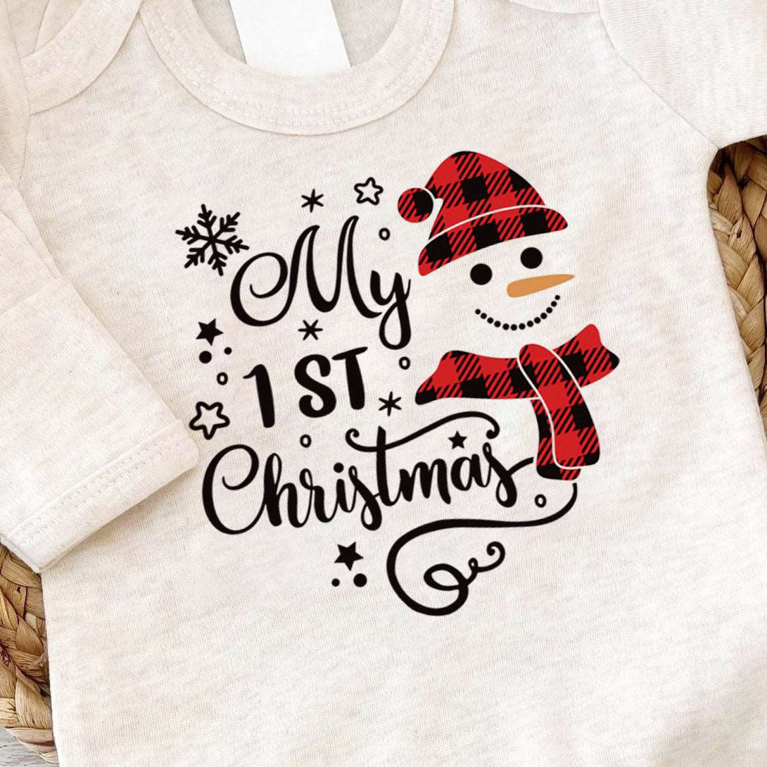 My 1st Christmas Romper - Cute Snowman Design for Baby's First Xmas - BabiChic