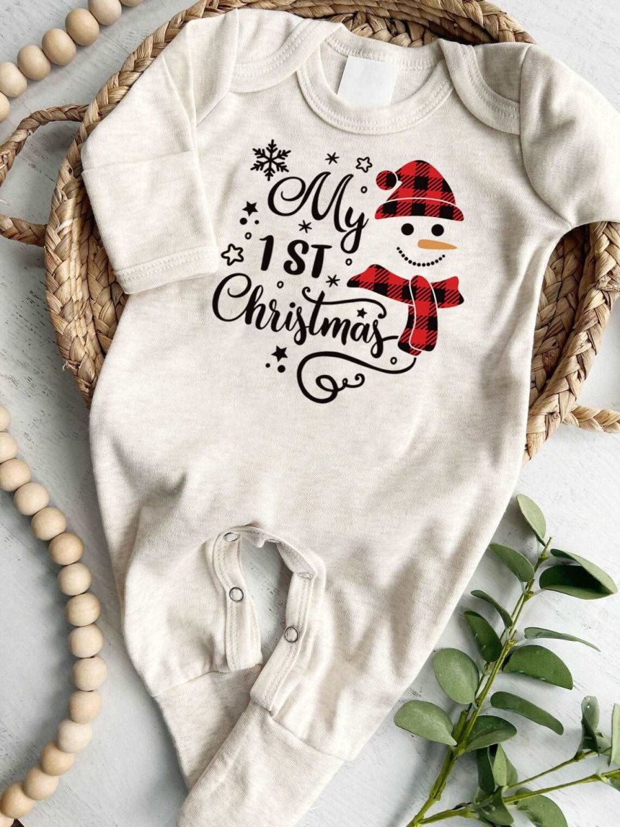 My 1st Christmas Romper - Cute Snowman Design for Baby's First Xmas - BabiChic