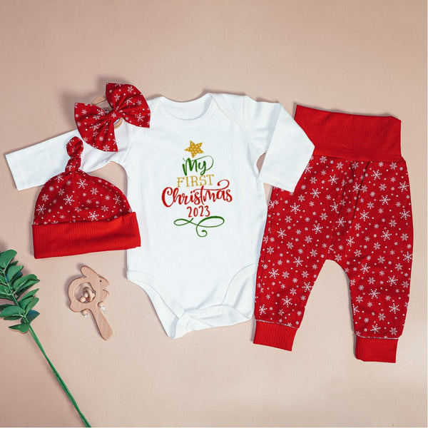 My First Christmas Long Sleeve Onesie | Custom Newborn Christmas Tree Outfit | Babies 1St Christmas Bodysuit - BabiChic