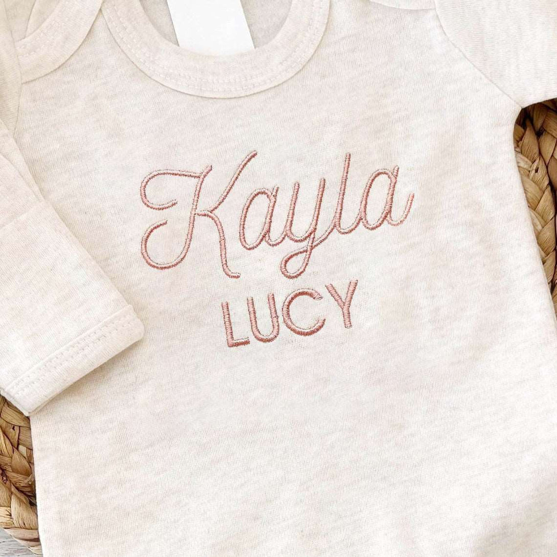 Newborn Girl Coming Home Outfit, Custom Baby Name Romper Going Home Outfit, Embroidered Baby Shower Gift - BabiChic