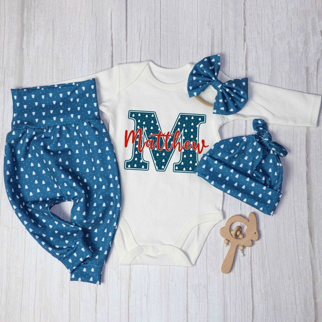 Personalized Baby boy 1st christmas onesies bodusuit set my first chirstmas outfit - BabiChic