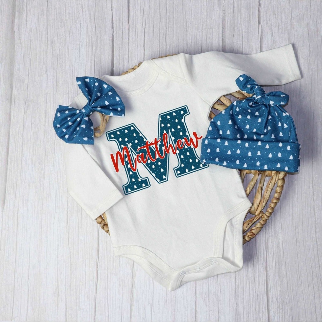 Personalized Baby boy 1st christmas onesies bodusuit set my first chirstmas outfit - BabiChic