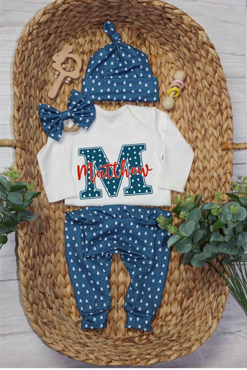 Personalized Baby boy 1st christmas onesies bodusuit set my first chirstmas outfit - BabiChic