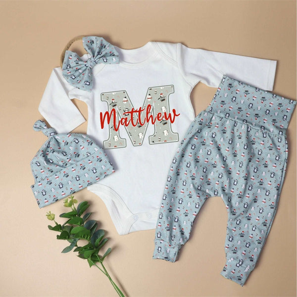 Personalized Baby boy 1st christmas onesies bodysuit set my first chirstmas outfit - BabiChic