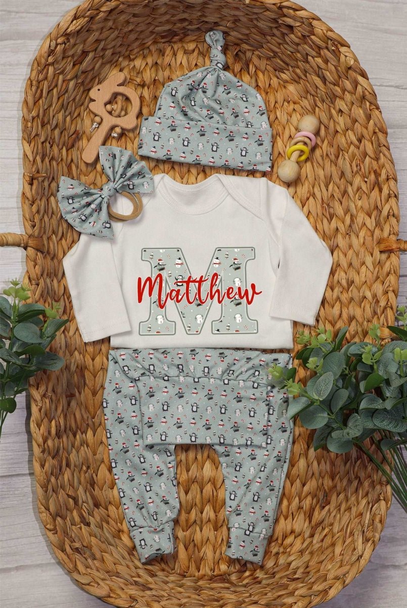 Personalized Baby boy 1st christmas onesies bodysuit set my first chirstmas outfit - BabiChic