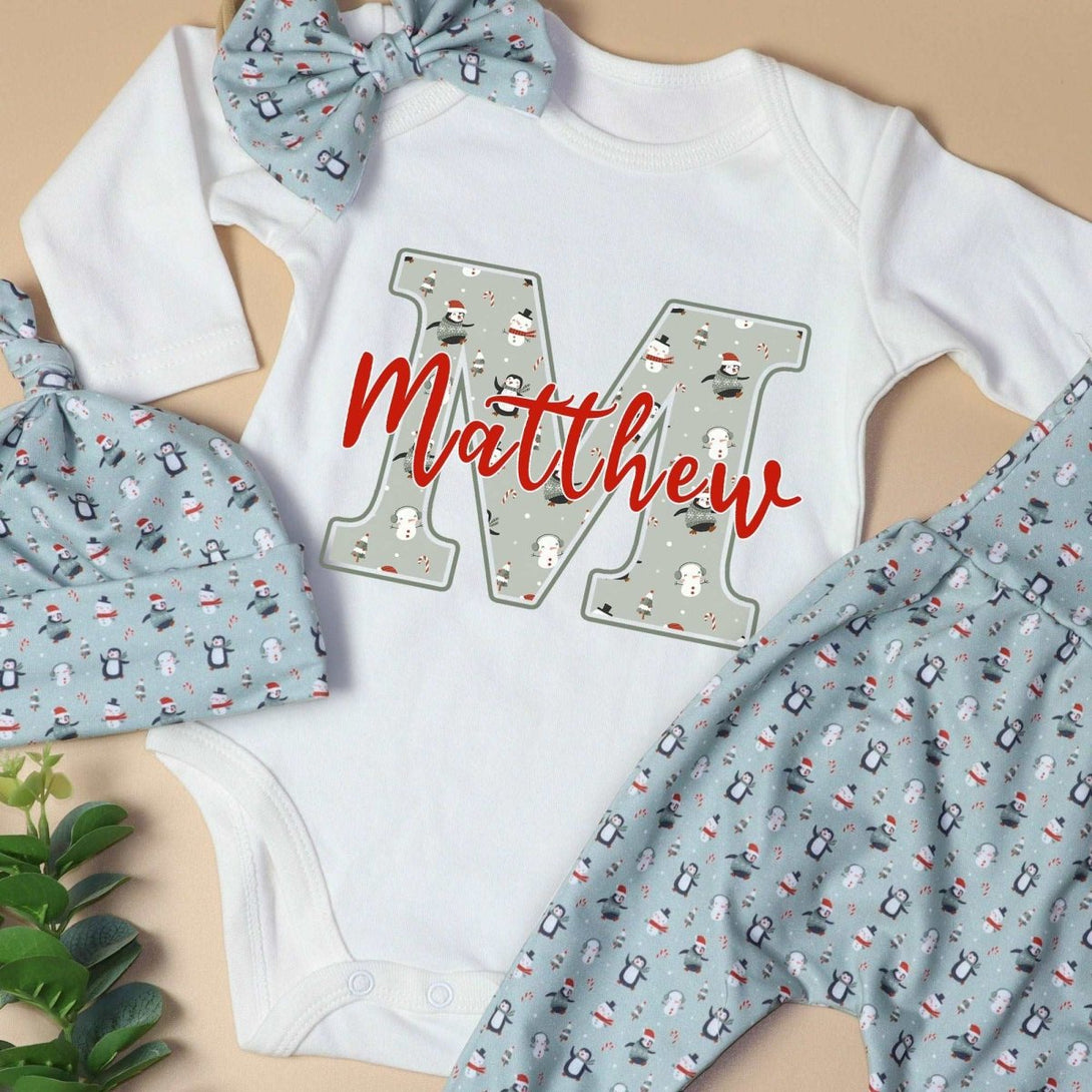 Personalized Baby boy 1st christmas onesies bodysuit set my first chirstmas outfit - BabiChic