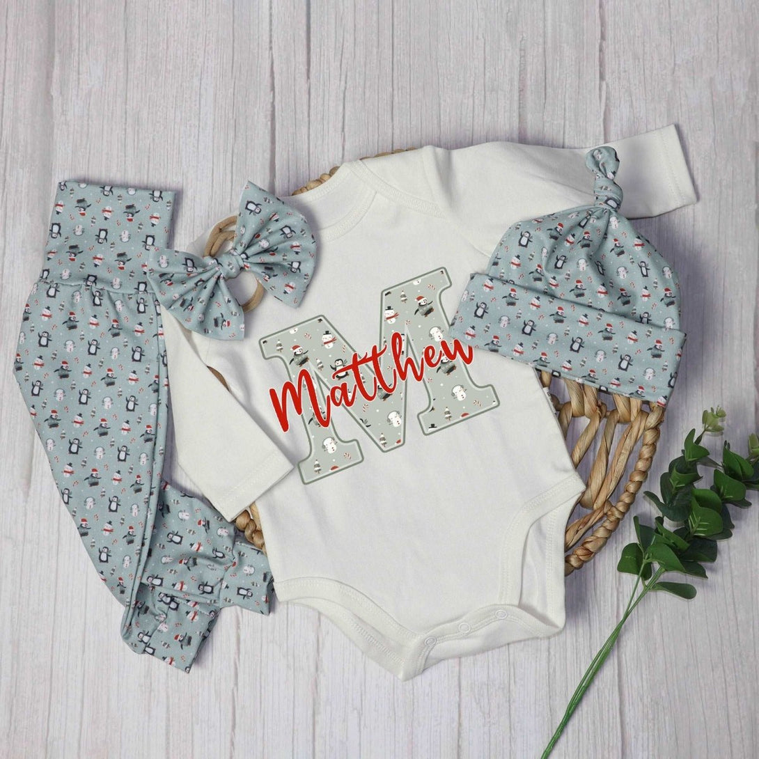 Personalized Baby boy 1st christmas onesies bodysuit set my first chirstmas outfit - BabiChic