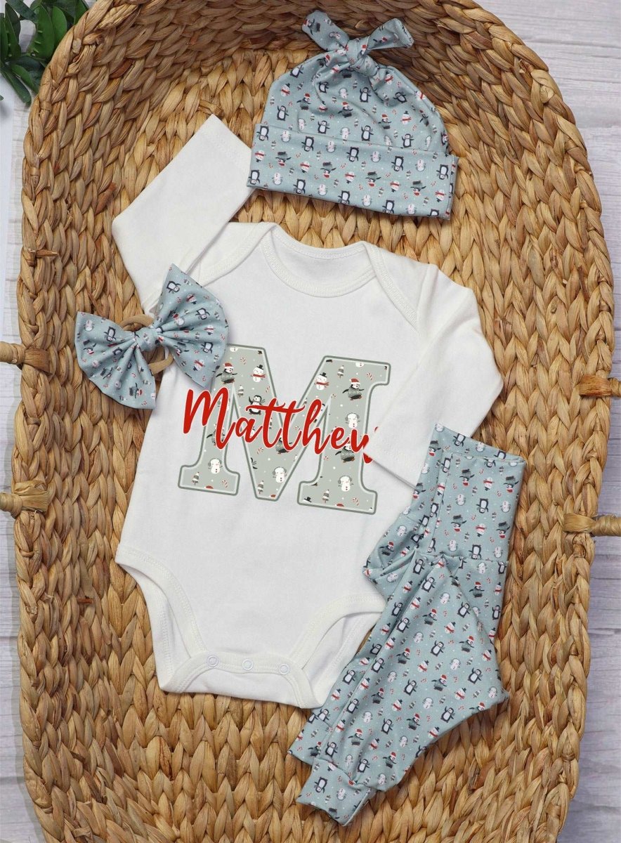 Personalized Baby boy 1st christmas onesies bodysuit set my first chirstmas outfit - BabiChic