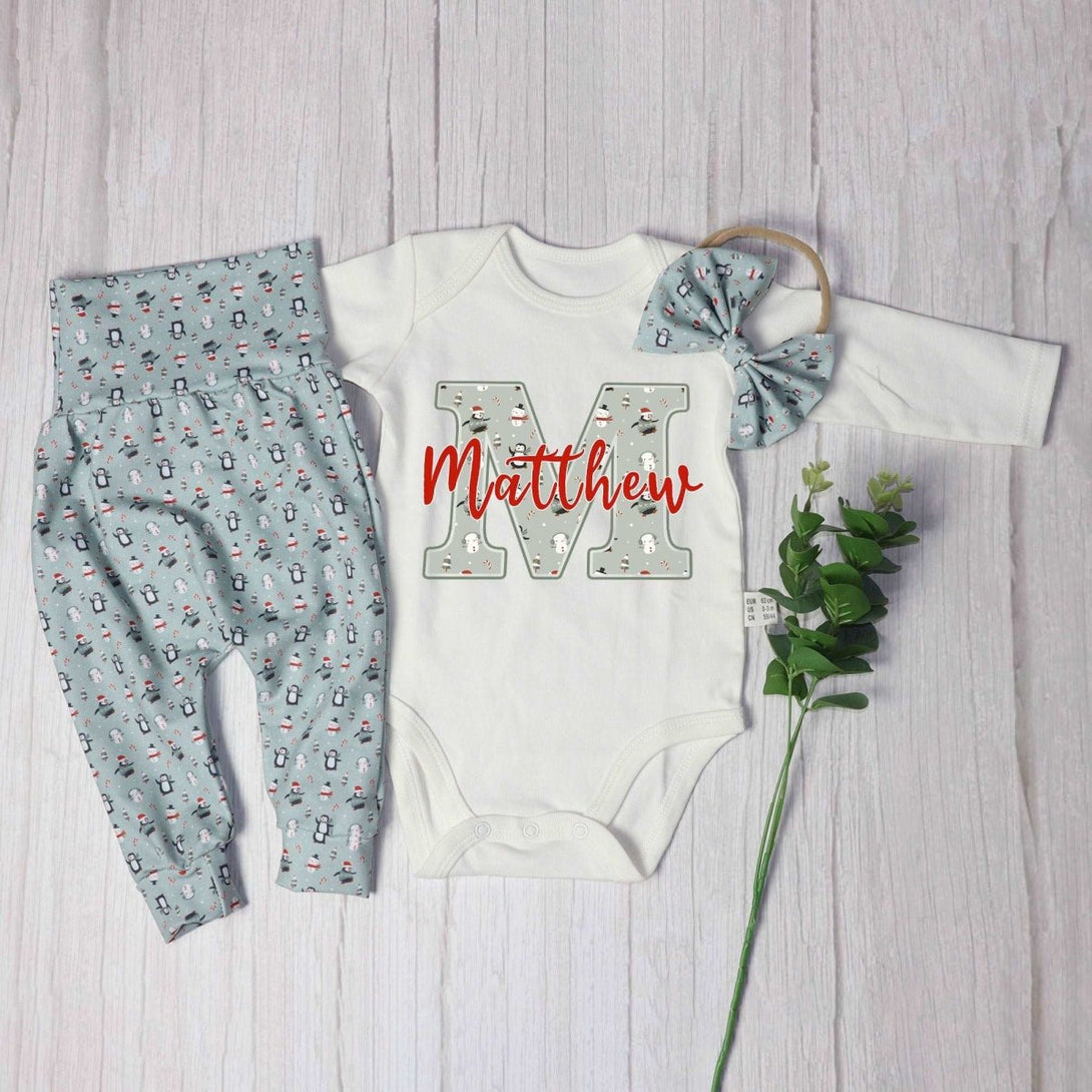 Personalized Baby boy 1st christmas onesies bodysuit set my first chirstmas outfit - BabiChic