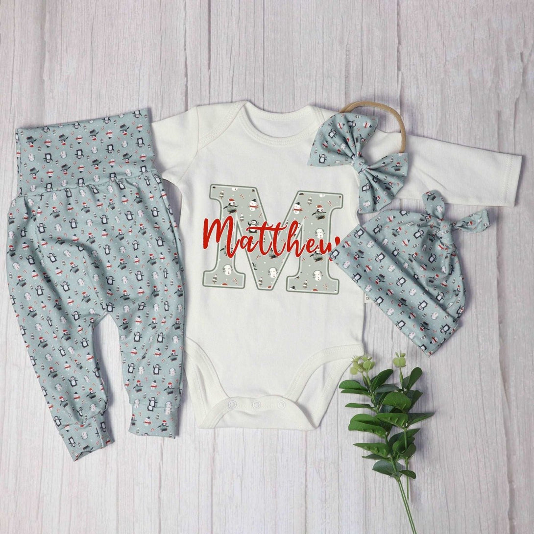 Personalized Baby boy 1st christmas onesies bodysuit set my first chirstmas outfit - BabiChic