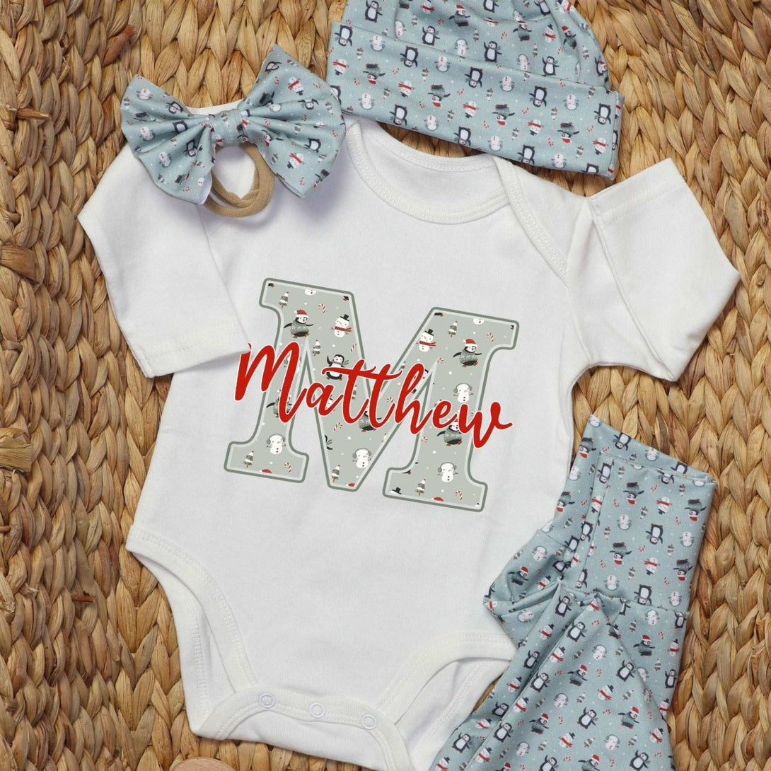 Personalized Baby boy 1st christmas onesies bodysuit set my first chirstmas outfit - BabiChic