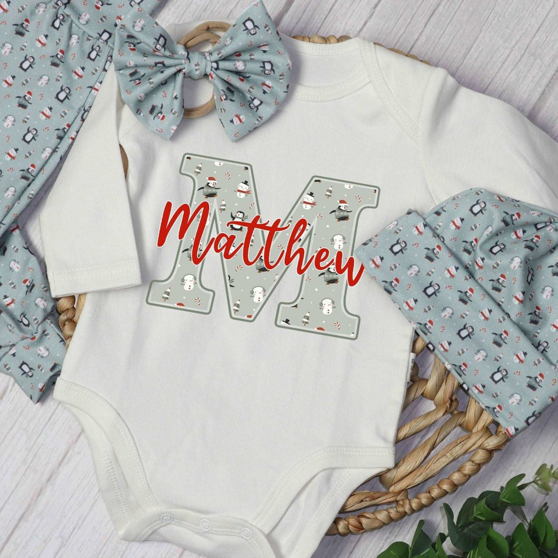 Personalized Baby boy 1st christmas onesies bodysuit set my first chirstmas outfit - BabiChic