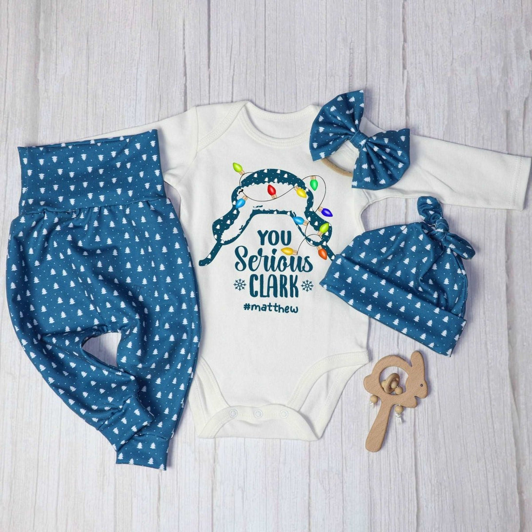 Personalized baby christmas outfit onesies set baby first christmas onesies romper set - BabiChic