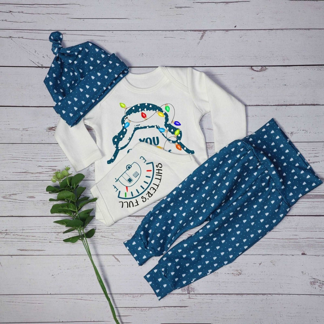 Personalized baby christmas outfit onesies set baby first christmas onesies romper set - BabiChic