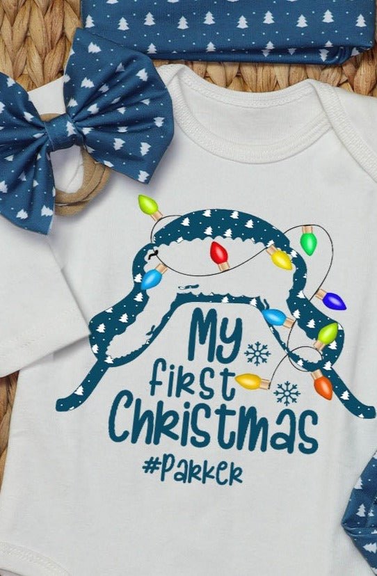 Personalized baby christmas outfit onesies set baby first christmas onesies romper set - BabiChic