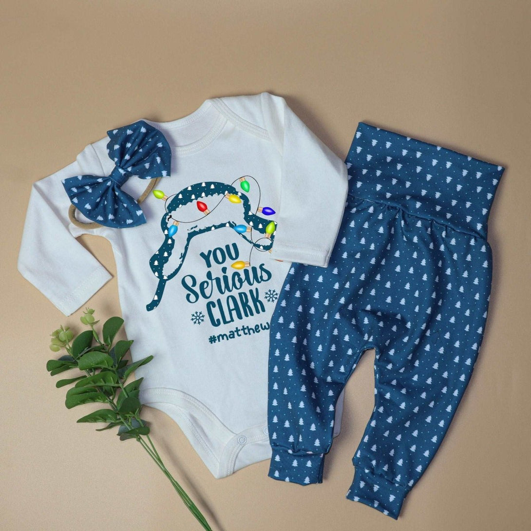 Personalized baby christmas outfit onesies set baby first christmas onesies romper set - BabiChic