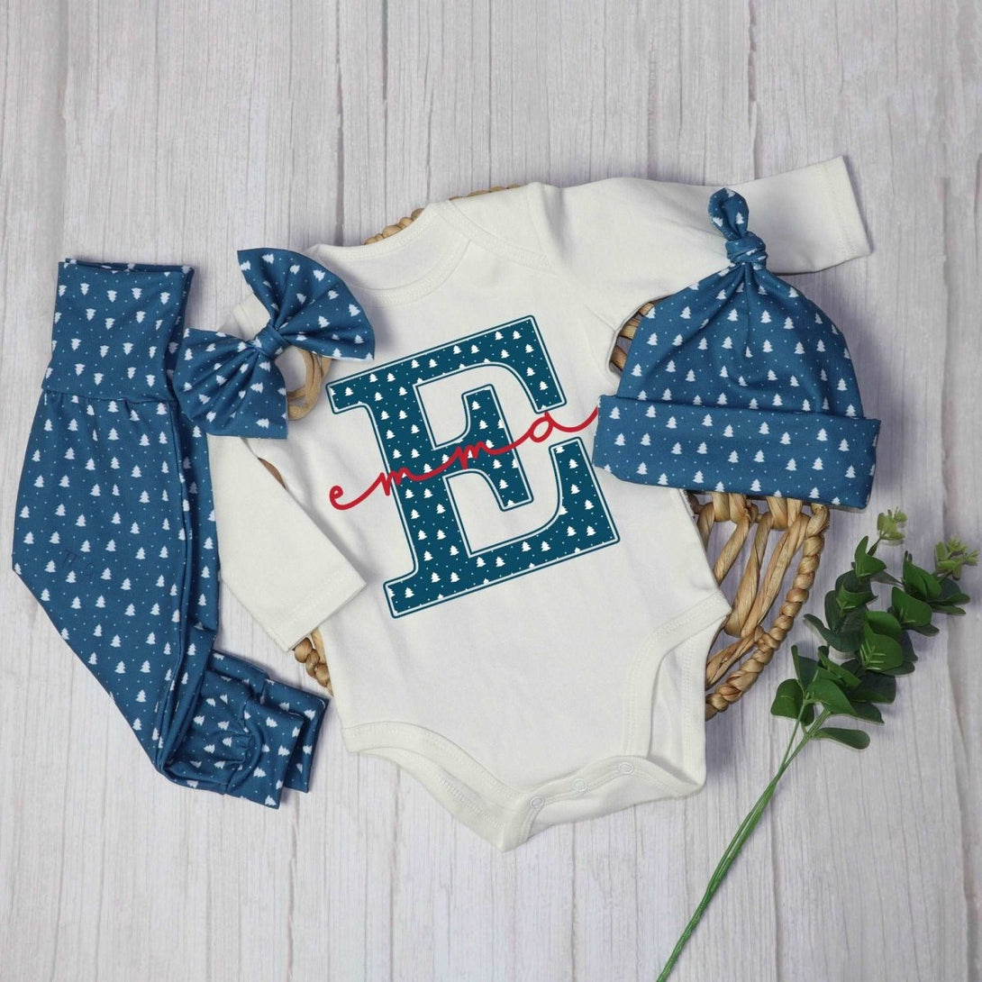 Personalized Baby girl 1st christmas onesies bodusuit set my first chirstmas outfit - BabiChic