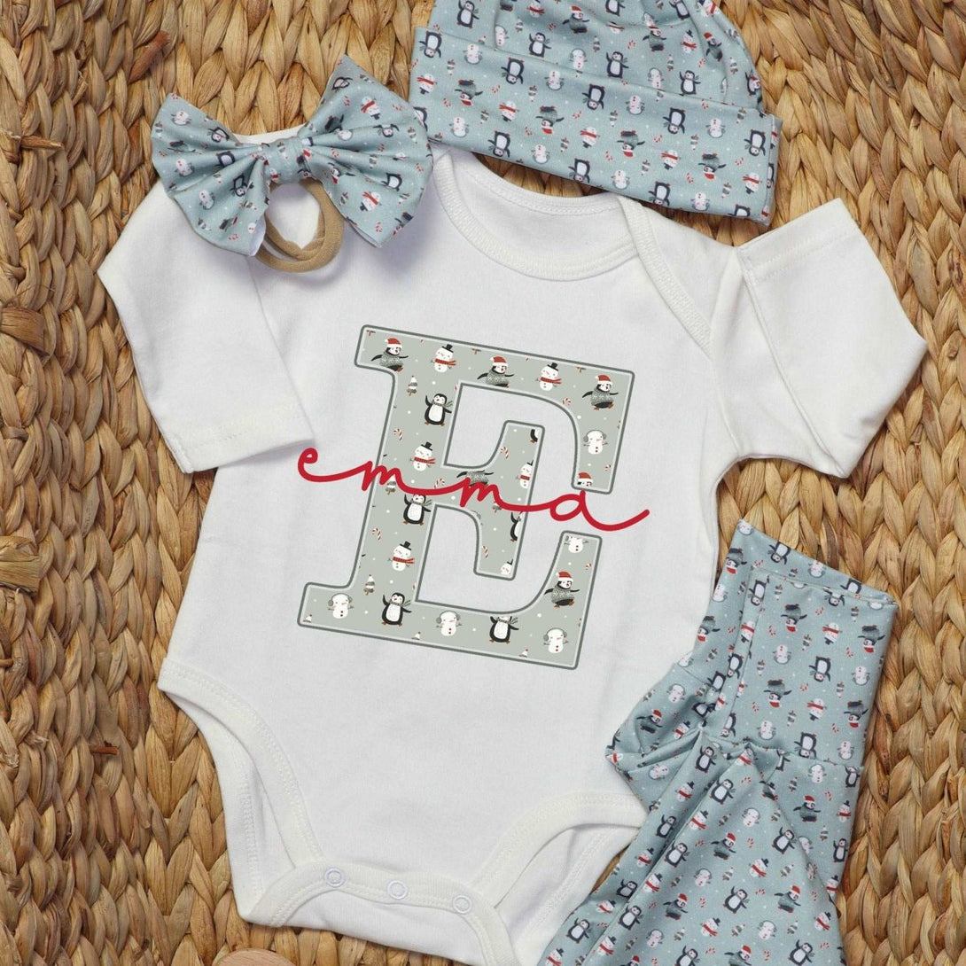 Personalized Baby girl 1st christmas onesies bodusuit set my first chirstmas outfit - BabiChic