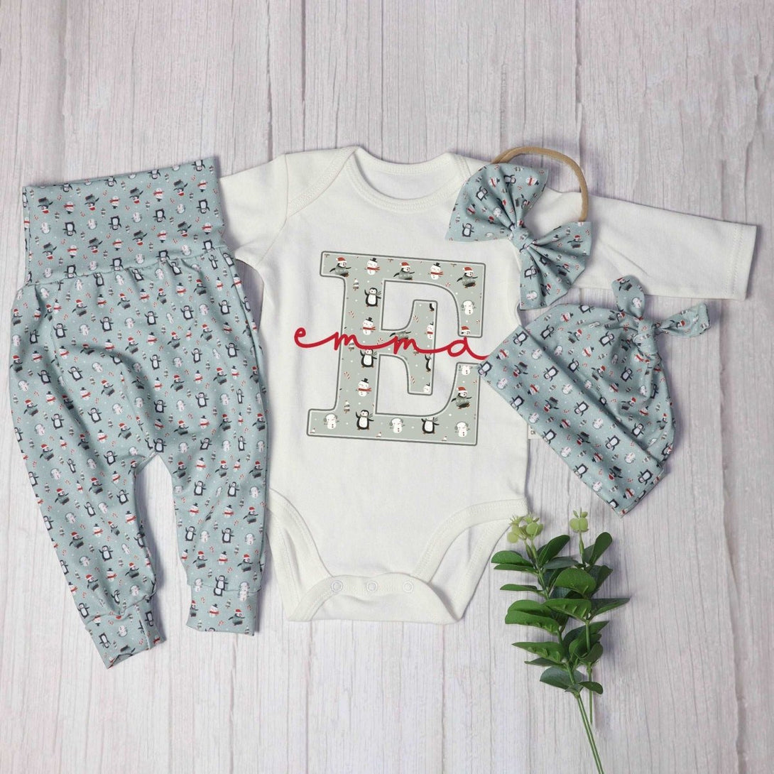 Personalized Baby girl 1st christmas onesies bodusuit set my first chirstmas outfit - BabiChic