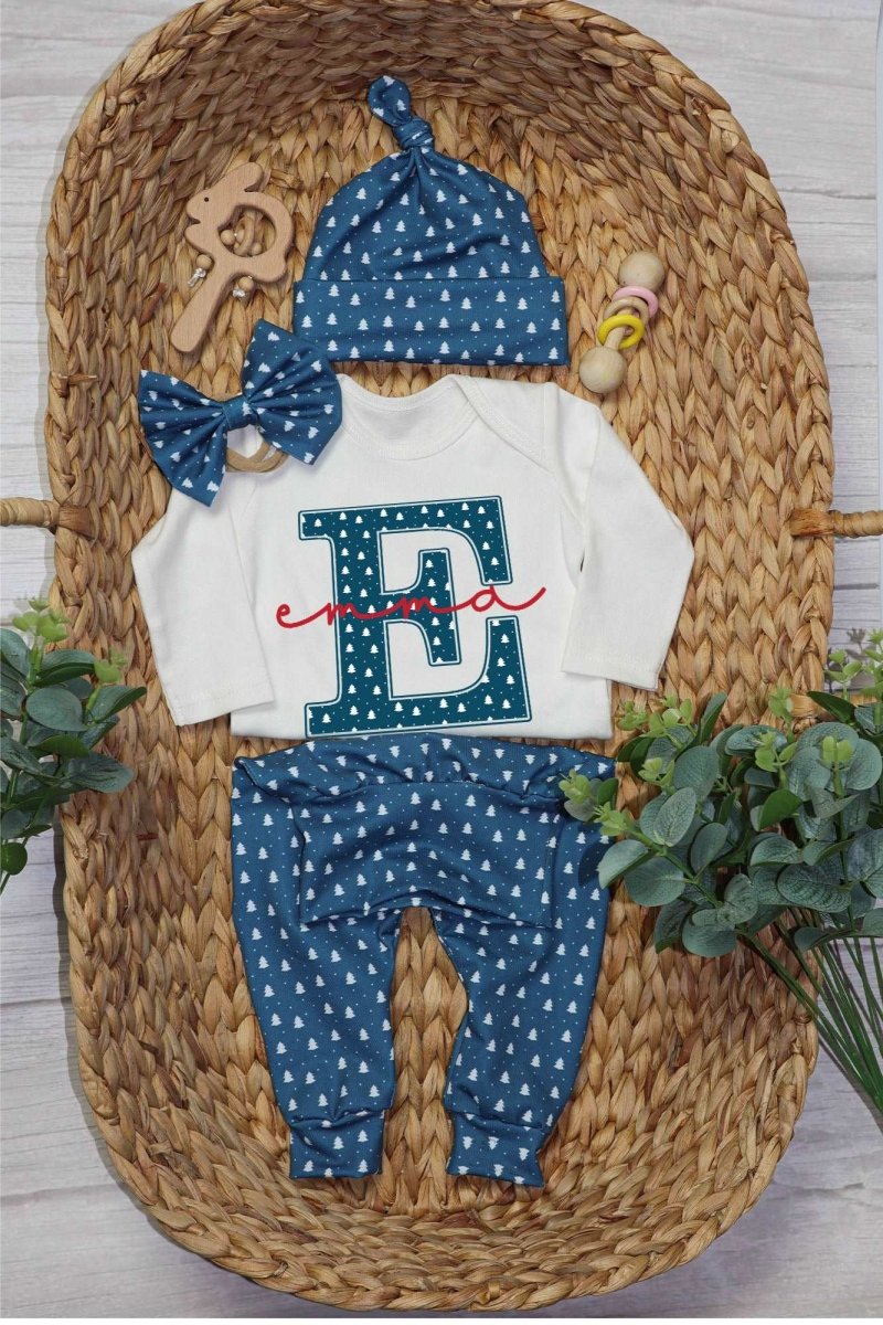 Personalized Baby girl 1st christmas onesies bodusuit set my first chirstmas outfit - BabiChic