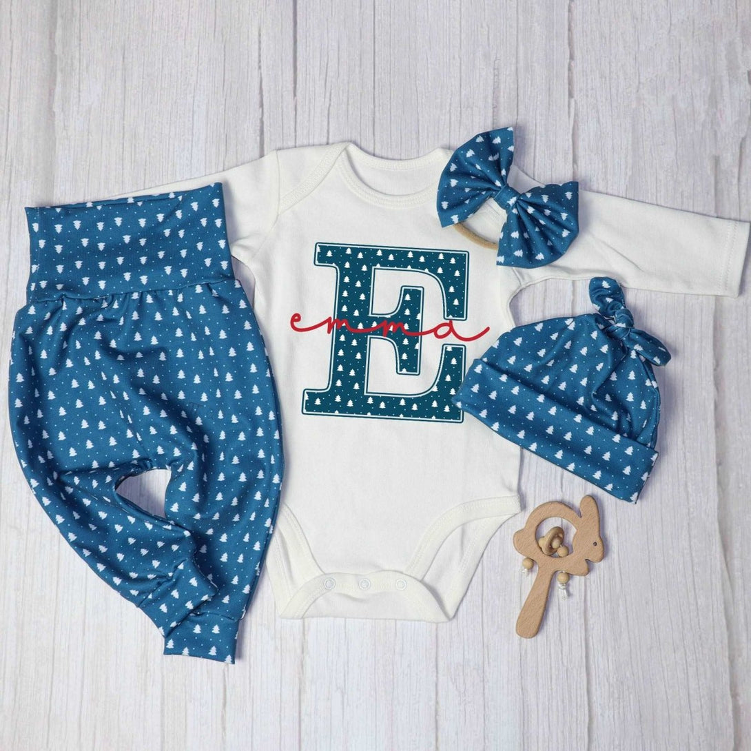 Personalized Baby girl 1st christmas onesies bodusuit set my first chirstmas outfit - BabiChic