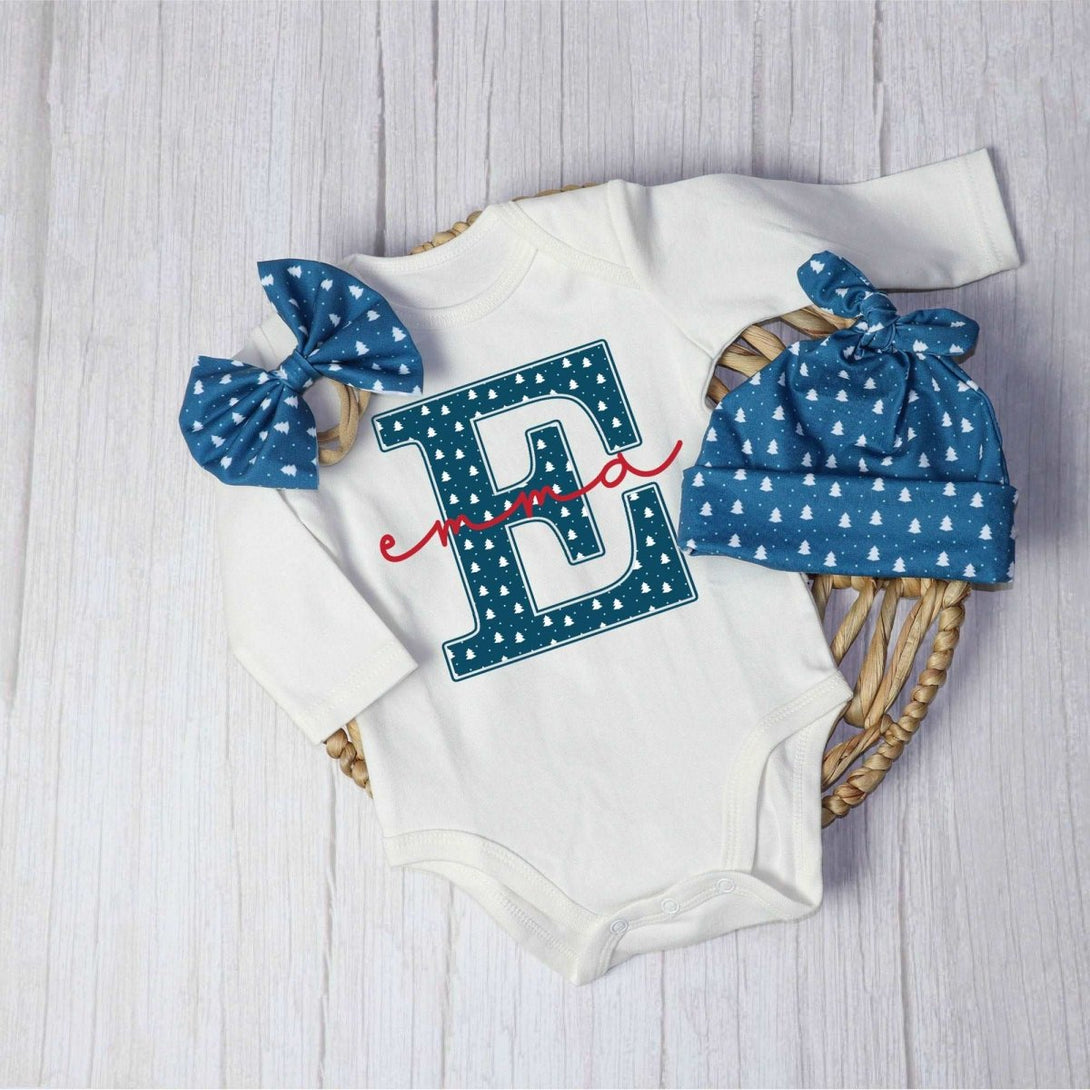 Personalized Baby girl 1st christmas onesies bodusuit set my first chirstmas outfit - BabiChic