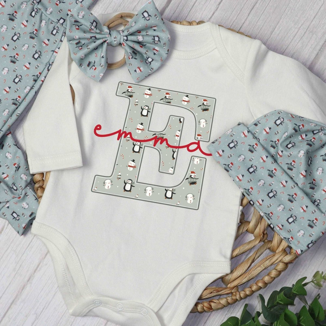 Personalized Baby girl 1st christmas onesies bodusuit set my first chirstmas outfit - BabiChic