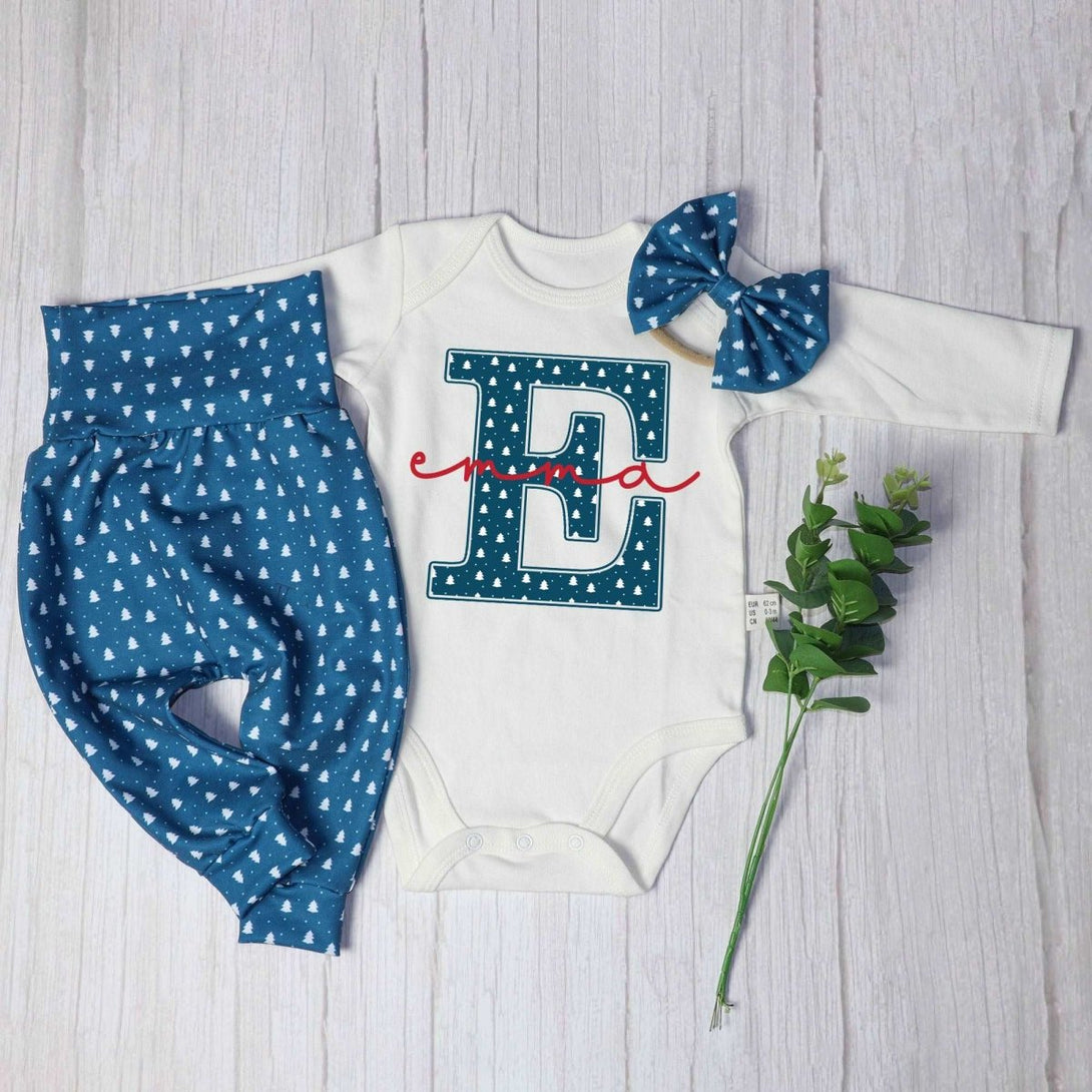 Personalized Baby girl 1st christmas onesies bodusuit set my first chirstmas outfit - BabiChic