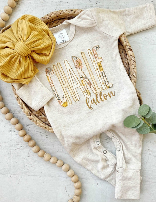 Personalized Baby Girl Romper, Infant Hosspital Coming Home Outfit Custom Embroidered Name, Baby Shower Gift - BabiChic