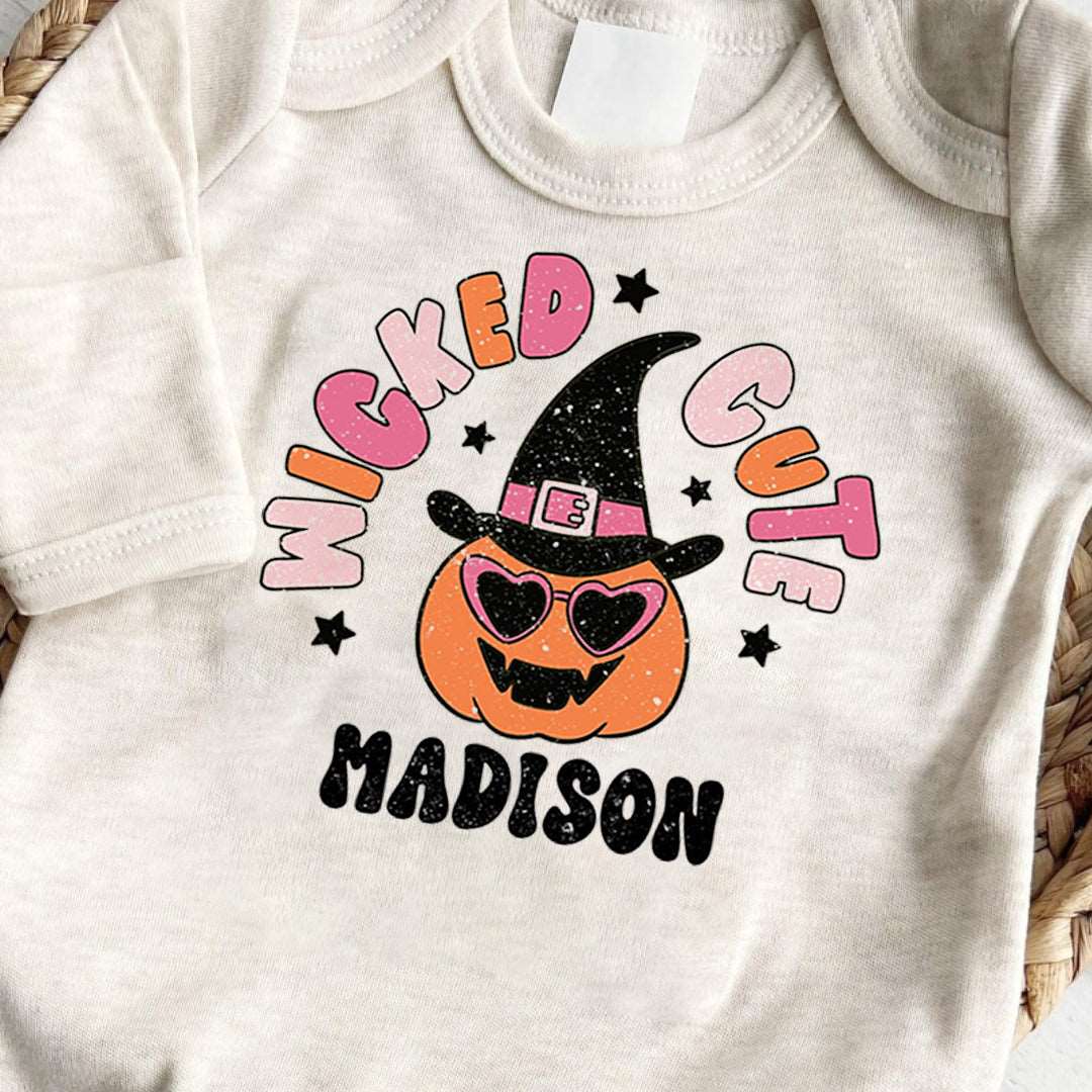 Personalized Baby Romper Cute Wicked Gender Neutral Baby Clothes For My First Halloween - BabiChic